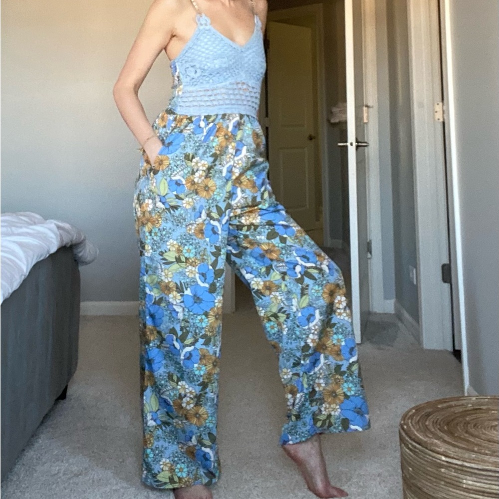 Blue paisley jump suit!